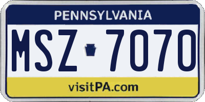 PA license plate MSZ7070