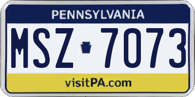 PA license plate MSZ7073