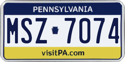 PA license plate MSZ7074