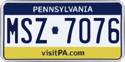 PA license plate MSZ7076