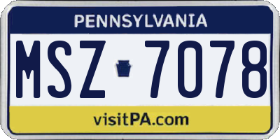 PA license plate MSZ7078