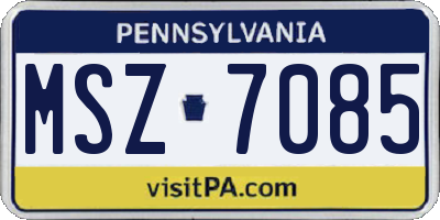 PA license plate MSZ7085