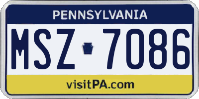 PA license plate MSZ7086