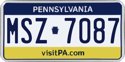 PA license plate MSZ7087