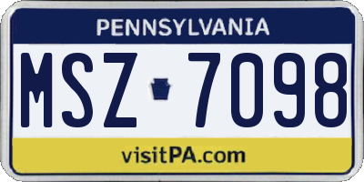 PA license plate MSZ7098