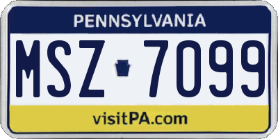 PA license plate MSZ7099