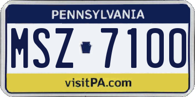PA license plate MSZ7100