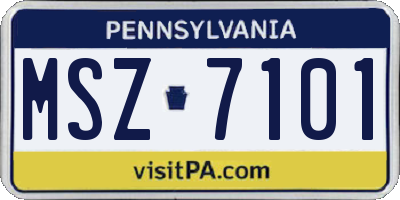 PA license plate MSZ7101