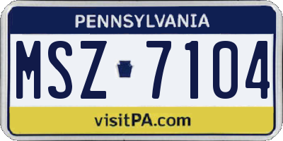 PA license plate MSZ7104