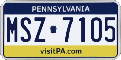 PA license plate MSZ7105