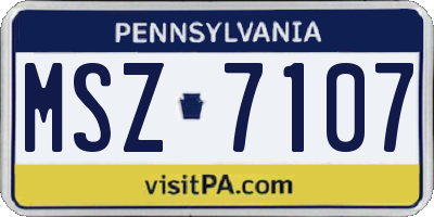 PA license plate MSZ7107
