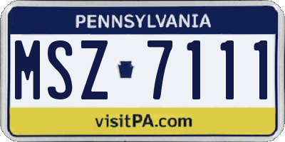 PA license plate MSZ7111