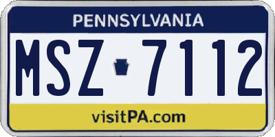 PA license plate MSZ7112