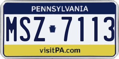 PA license plate MSZ7113