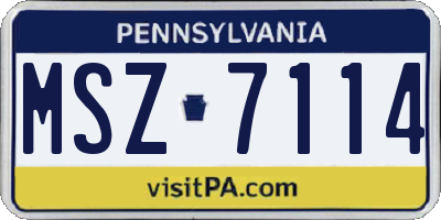 PA license plate MSZ7114