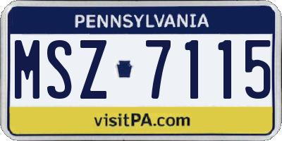 PA license plate MSZ7115