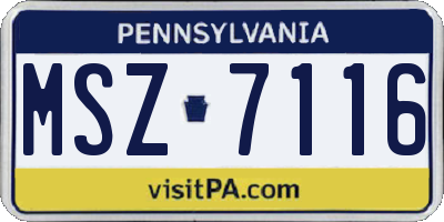 PA license plate MSZ7116