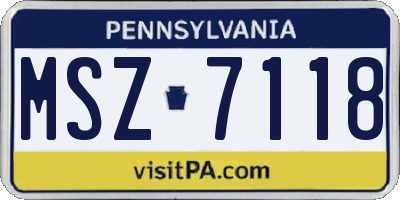 PA license plate MSZ7118