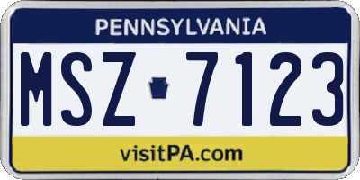 PA license plate MSZ7123