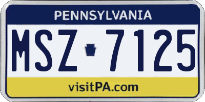 PA license plate MSZ7125