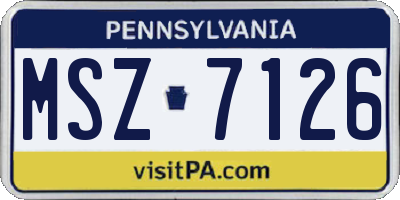 PA license plate MSZ7126