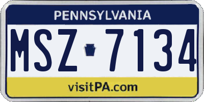 PA license plate MSZ7134