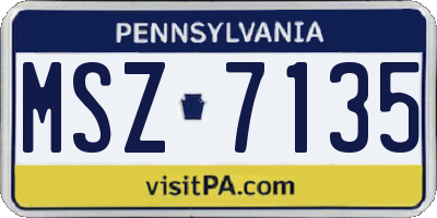 PA license plate MSZ7135