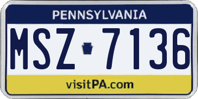 PA license plate MSZ7136