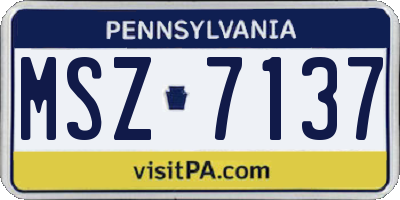 PA license plate MSZ7137