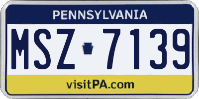 PA license plate MSZ7139