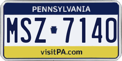 PA license plate MSZ7140