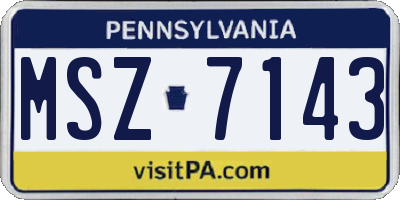 PA license plate MSZ7143