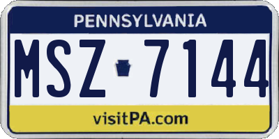 PA license plate MSZ7144
