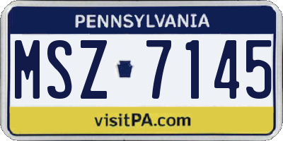 PA license plate MSZ7145