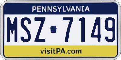 PA license plate MSZ7149
