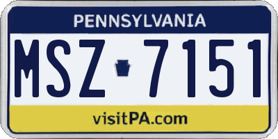 PA license plate MSZ7151