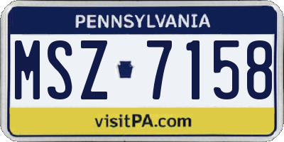 PA license plate MSZ7158