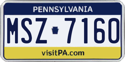 PA license plate MSZ7160