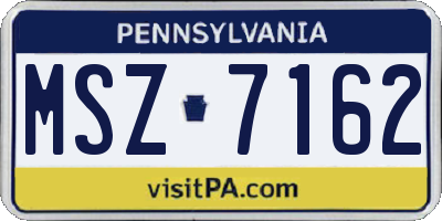 PA license plate MSZ7162