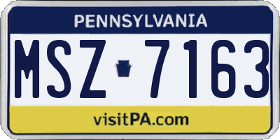 PA license plate MSZ7163