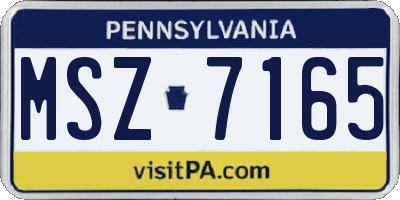 PA license plate MSZ7165