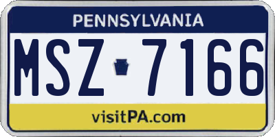 PA license plate MSZ7166