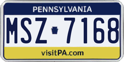 PA license plate MSZ7168