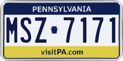 PA license plate MSZ7171