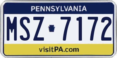 PA license plate MSZ7172
