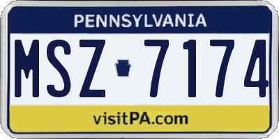 PA license plate MSZ7174