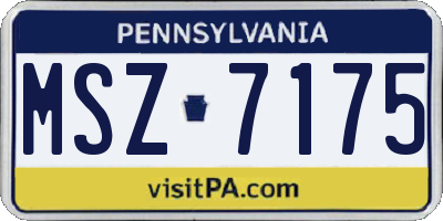 PA license plate MSZ7175