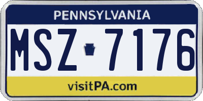 PA license plate MSZ7176