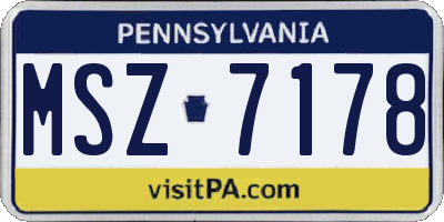 PA license plate MSZ7178