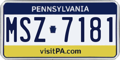 PA license plate MSZ7181